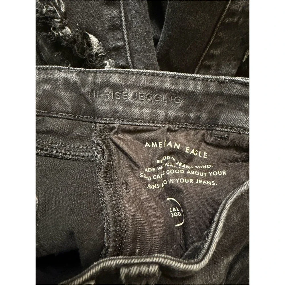 American Eagle size 00 short Charcoal Black Stretch hi rise jeggings